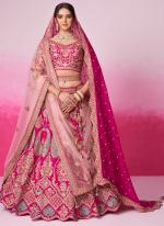 Pure Silk Pink Bridal Wear Sequins Work Lehenga Choli